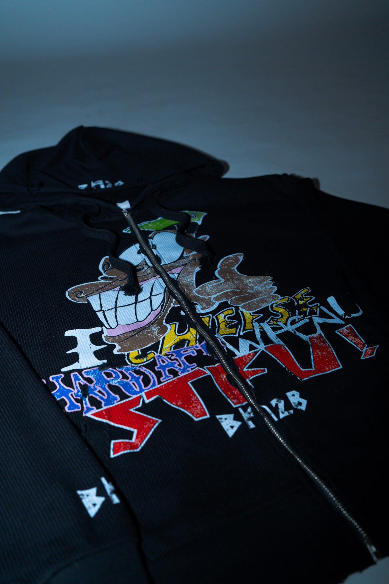 Black "I Cheese Hard Af When You Stfu" Thermal Zip-Up